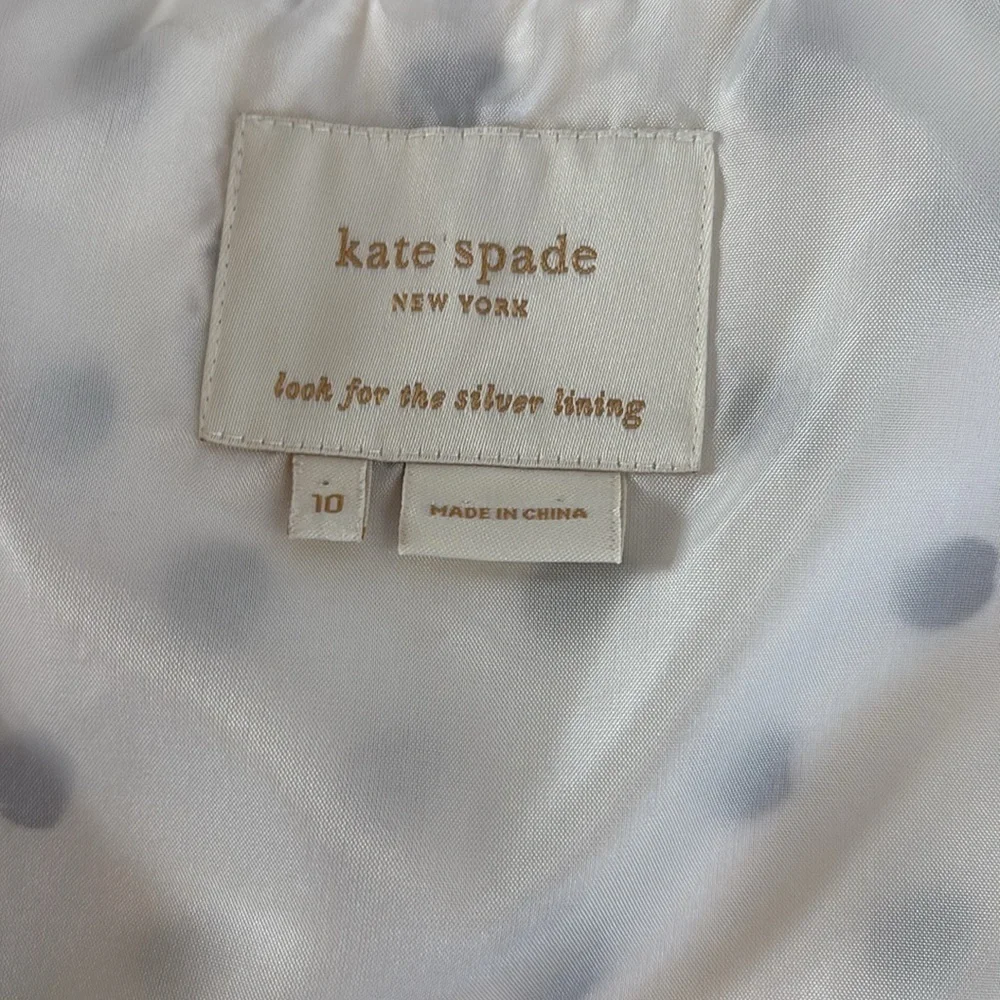 Kate Spade 100% silk white black polka dot sleeveless ruffle top dress. Size zip